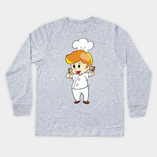 chef cartoon character  drawing design Kids Long Sleeve T-Shirt